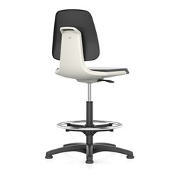 bimos Arbeitsdrehstuhl Labsit Bodengleiter+Fußring Sitzschale weiß Integralschaum schw