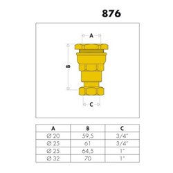 Caleffi Anschlussverschraubung 876 Messing, mit Überwurfmutter 20 x 3/4'