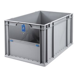 Allit Transportstapelbehälter L600xB400xH320mm grau blau PP m.Klappscheibe