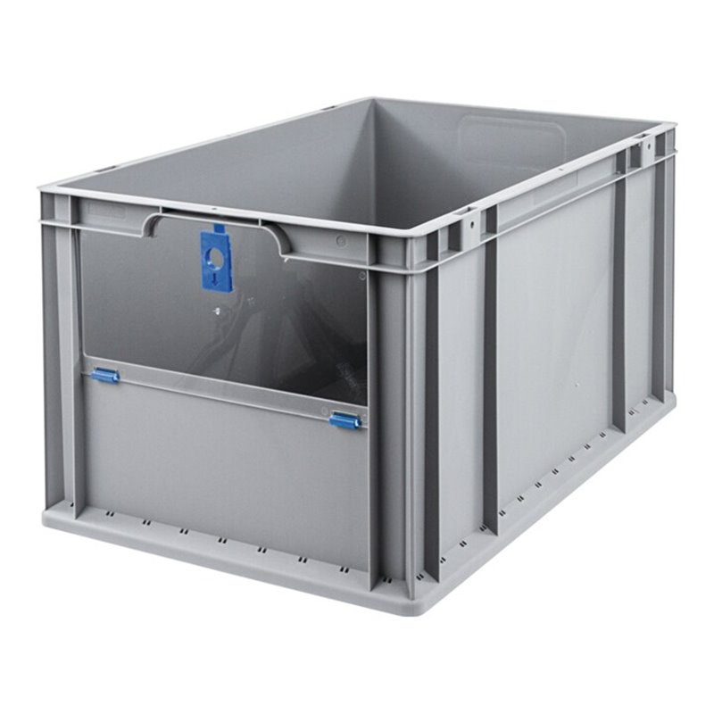 Allit Transportstapelbehälter L600xB400xH320mm grau blau PP m.Klappscheibe