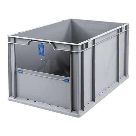 Allit Transportstapelbehälter L600xB400xH320mm grau blau PP m.Klappscheibe