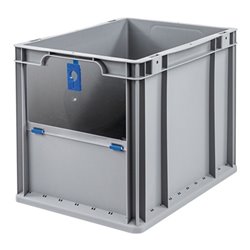 Allit Transportstapelbehälter L400xB300xH320mm grau blau PP m.Klappscheibe