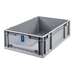 Allit Transportstapelbehälter L600xB400xH170mm grau blau PP m.Klappscheibe