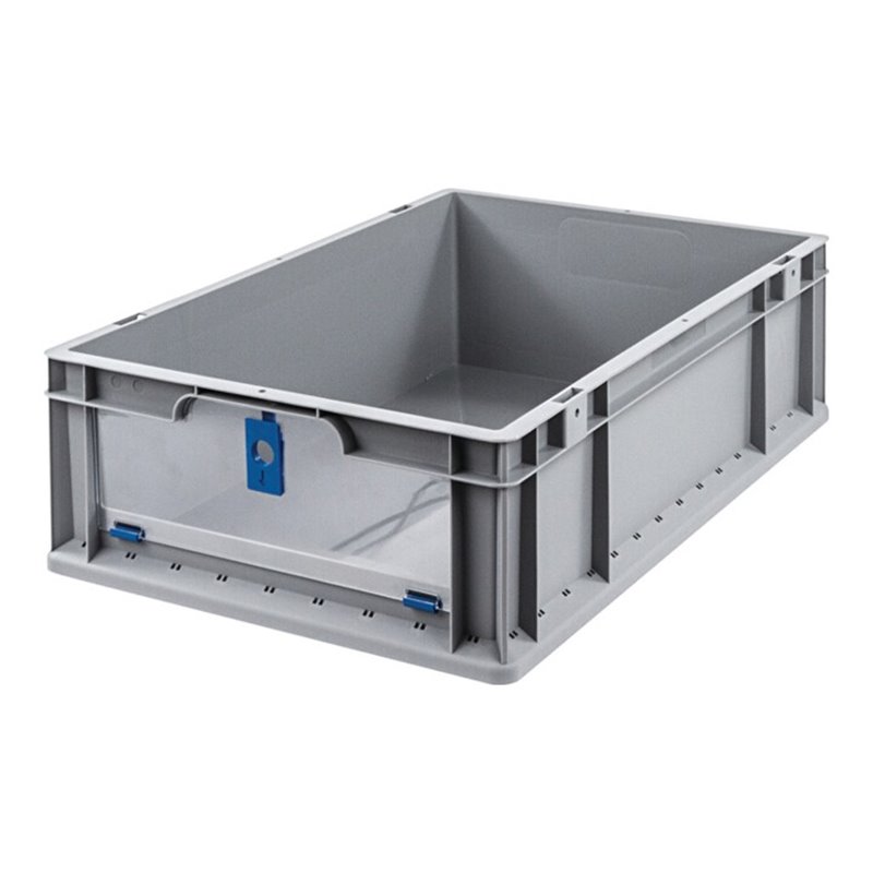 Allit Transportstapelbehälter L600xB400xH170mm grau blau PP m.Klappscheibe
