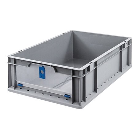 Allit Transportstapelbehälter L600xB400xH170mm grau blau PP m.Klappscheibe
