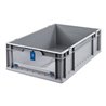 Allit Transportstapelbehälter L600xB400xH170mm grau blau PP m.Klappscheibe
