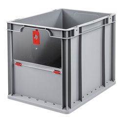 Allit Transportstapelbehälter L400xB300xH320mm grau rot PP m.Klappscheibe