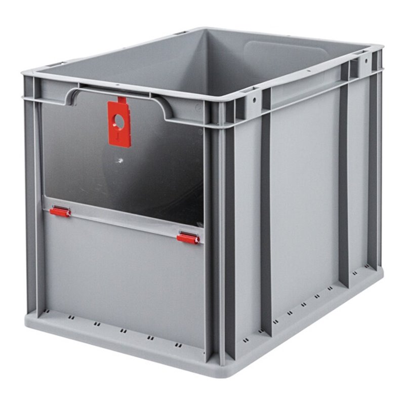 Allit Transportstapelbehälter L400xB300xH320mm grau rot PP m.Klappscheibe