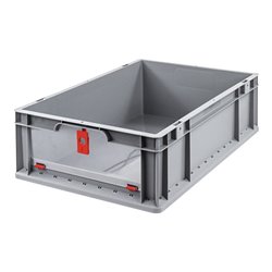 Allit Transportstapelbehälter L600xB400xH170mm grau rot PP m.Klappscheibe