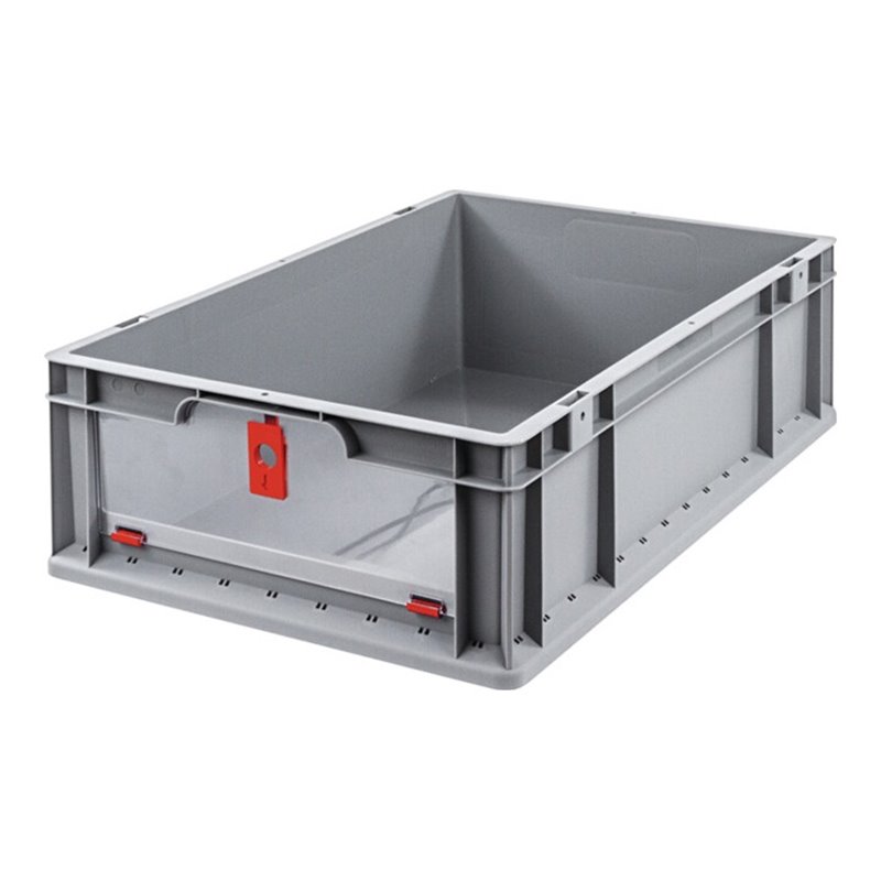 Allit Transportstapelbehälter L600xB400xH170mm grau rot PP m.Klappscheibe