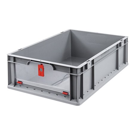 Allit Transportstapelbehälter L600xB400xH170mm grau rot PP m.Klappscheibe