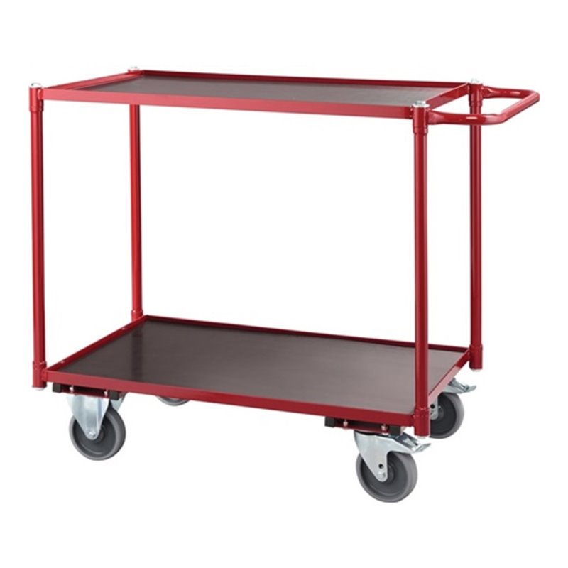Tischwagen 2 Ladeflächen L790xB490mm karminrot Gesamt-Trgf.250kg