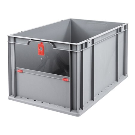 Allit Transportstapelbehälter L600xB400xH320mm grau rot PP m.Klappscheibe