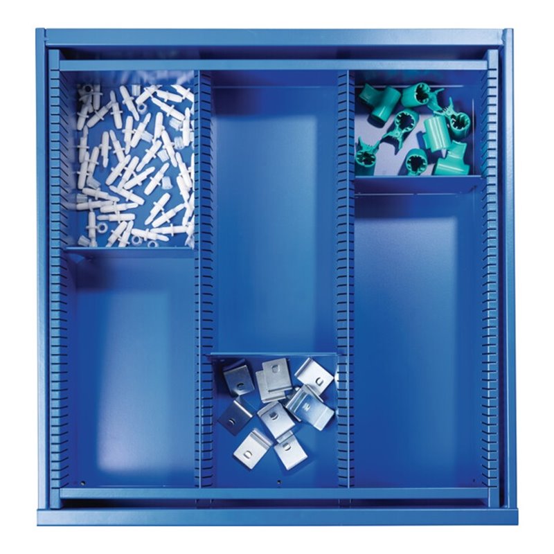 Schubladenunterteilungsmaterial BK 600 Front-H.140mm 2 Längs-/3 Querteiler