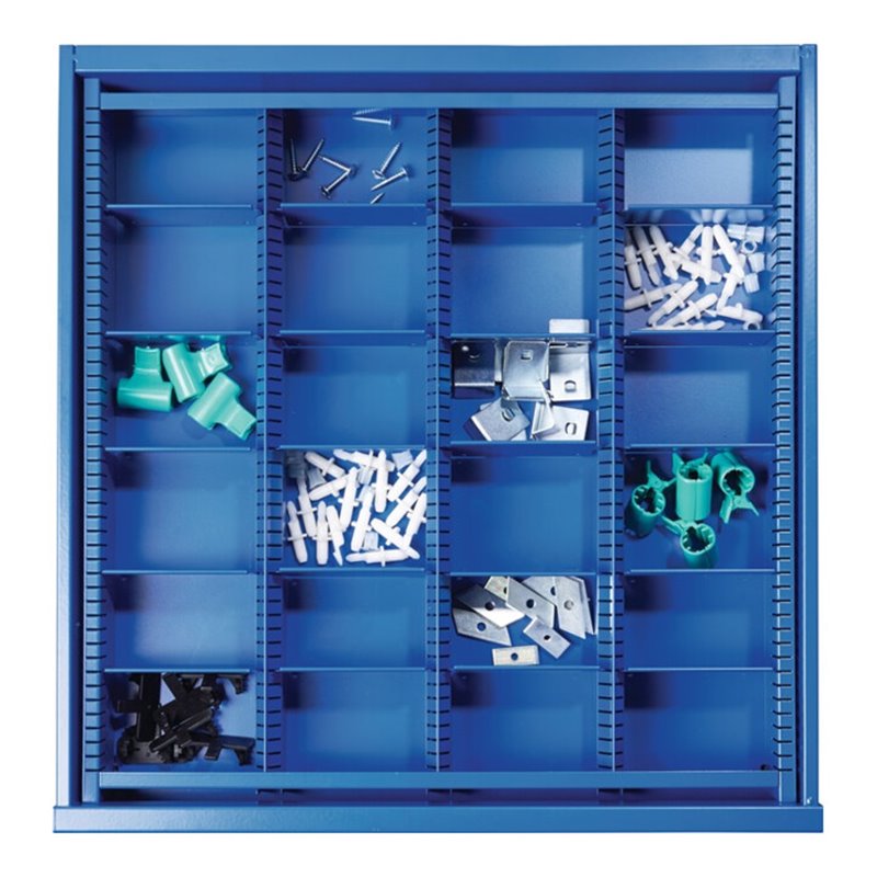 Schubladenunterteilungsmaterial BK 600 Front-H.100mm 3 Längs-/20 Querteiler