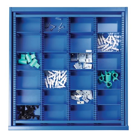 Schubladenunterteilungsmaterial BK 600 Front-H.100mm 3 Längs-/20 Querteiler