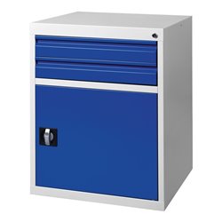 Schubladenschrank BK 600 H800xB600xT600mm grau/blau 2 Schubl.Einfachauszug 1Tür
