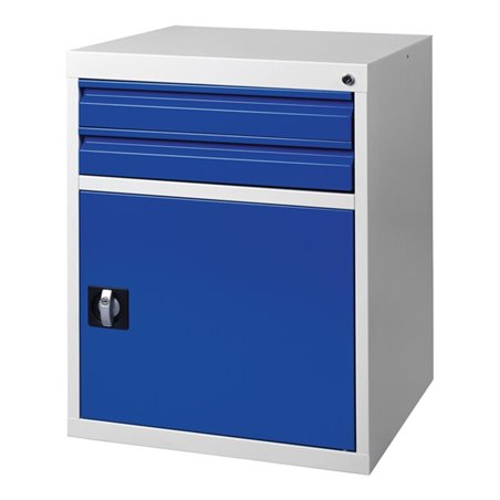 Schubladenschrank BK 600 H800xB600xT600mm grau/blau 2 Schubl.Einfachauszug 1Tür
