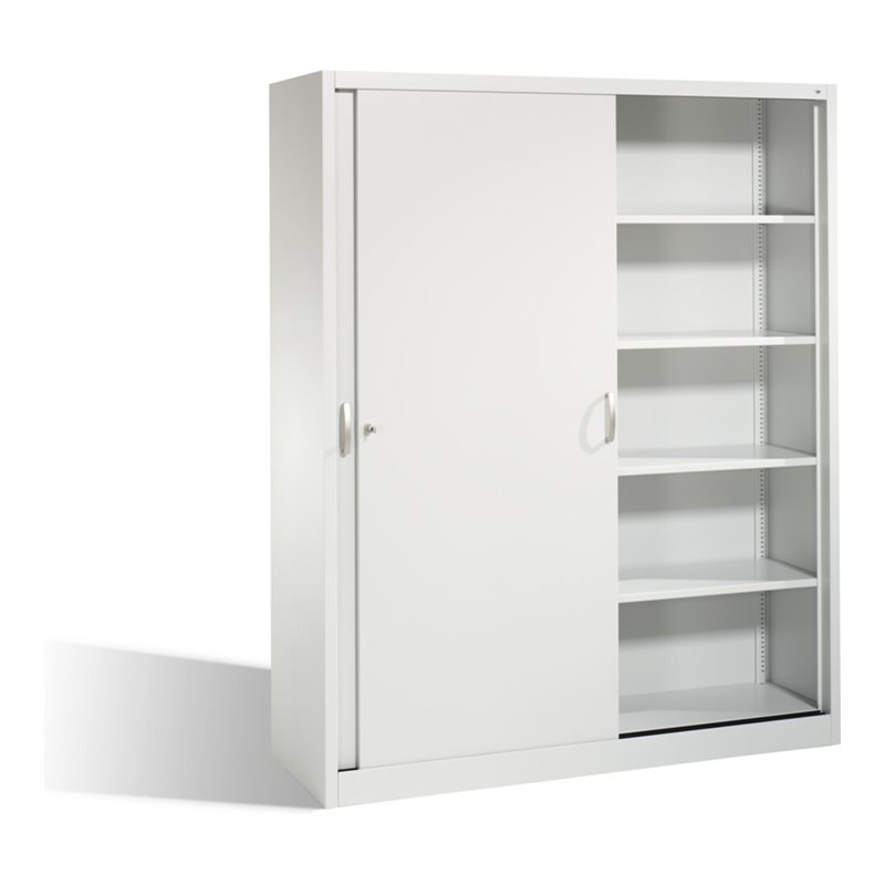 C+P Aktenschrank Acurado mit Schiebetüren 2 x 5 Ordnerhöhen Front Lichtgrau Korpus Lichtgrau