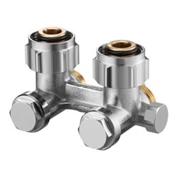 Oventrop Hahnblock Multiflex F G 3/4 ÜMxG 3/4 AG, Eck, MS vernickelt