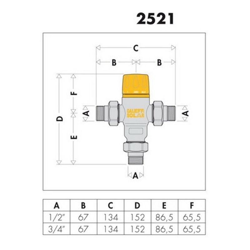 Caleffi Solar-Thermomischer für Eingangstemperaturen bis 100 °C 3/4'