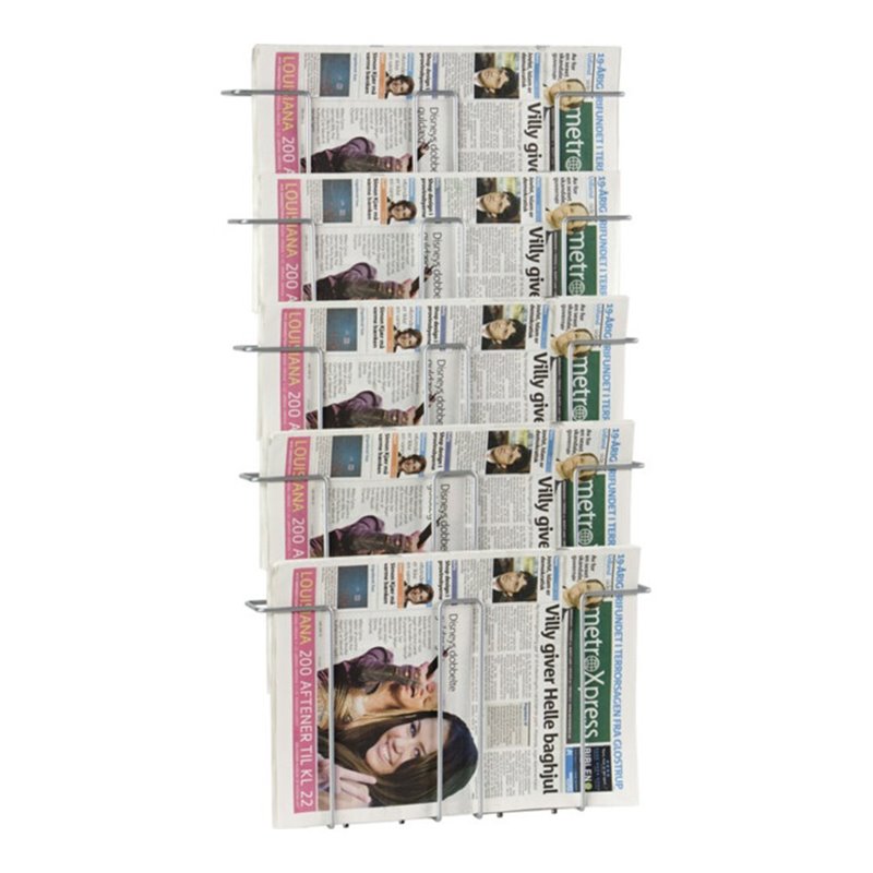 Prospekthalter H780xB436xTmm Anz.Fächer 5 DIN A3 Draht silber