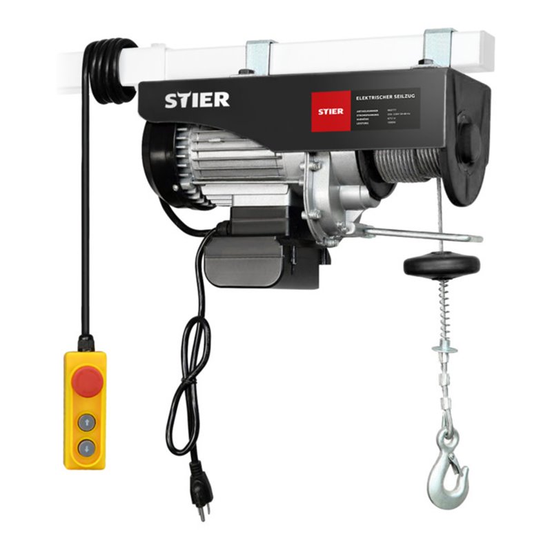 STIER Elektrischer Seilzug Tragkraft 500 kg Leistung 1000 W