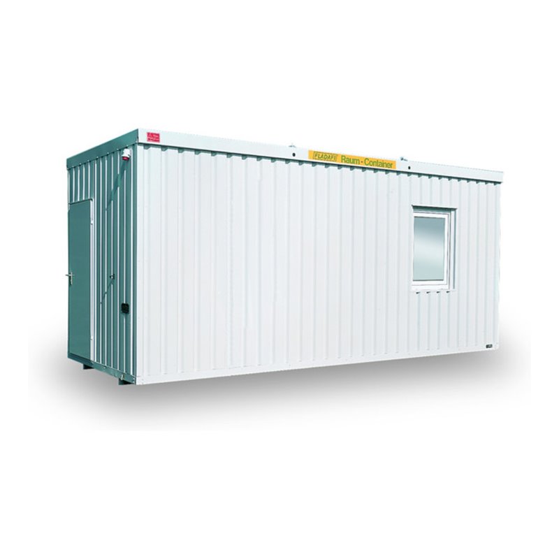 FLADAFI® Raummodul 6 m mit Außenwandlackierung in lichtgrau (RAL 7035), 2x Innentür