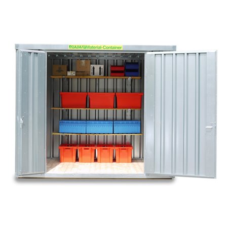 FLADAFI® Materialcontainer MC 1300 XL Verzinkt, montiert mit Holzfußboden