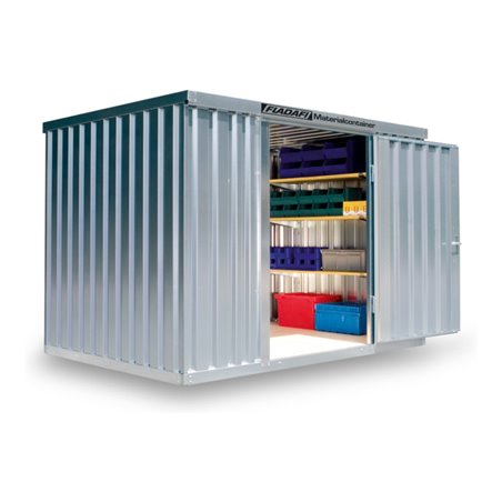 FLADAFI® Materialcontainer MC 1300 Verzinkt, montiert mit Holzfußboden