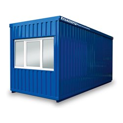 FLADAFI® Raummodul 6 m mit Außenwandlackierung in lichtgrau (RAL 7035), 1x Kunststofffenster