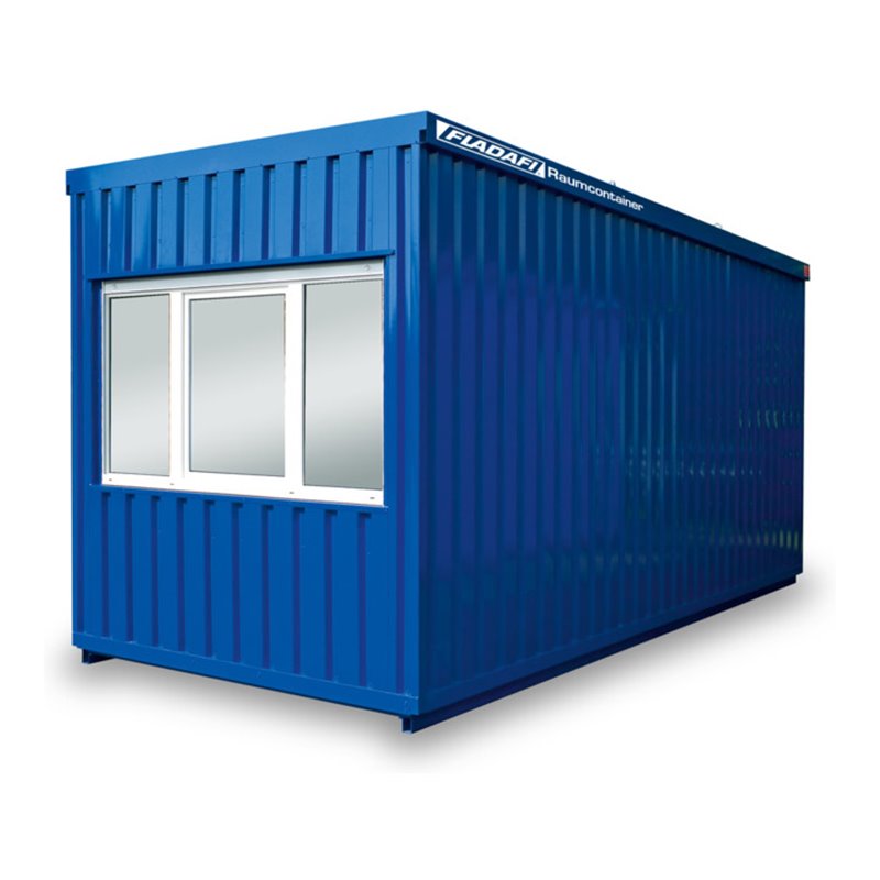 FLADAFI® Raummodul 6 m mit Außenwandlackierung in lichtgrau (RAL 7035), 1x Kunststofffenster