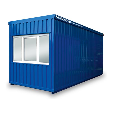 FLADAFI® Raummodul 6 m mit Außenwandlackierung in lichtgrau (RAL 7035), 1x Kunststofffenster