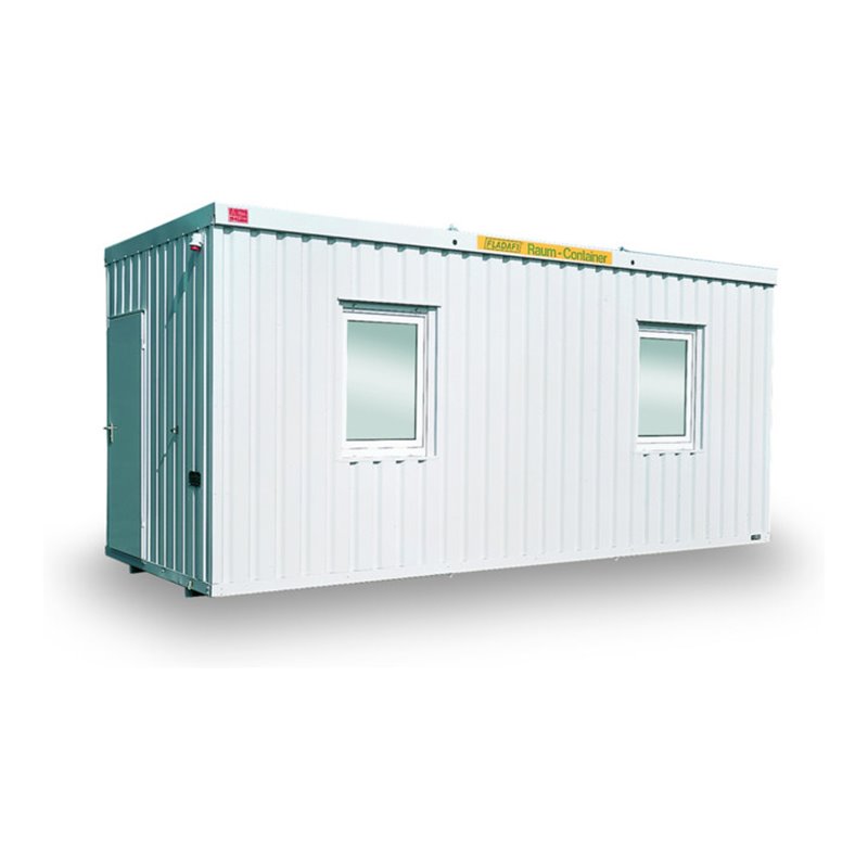 FLADAFI® Raummodul 6 m mit Außenwandlackierung in lichtgrau (RAL 7035), 2x Fenster