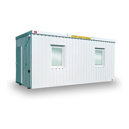 FLADAFI® Raummodul 6 m mit Außenwandlackierung in lichtgrau (RAL 7035), 2x Fenster