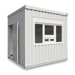 FLADAFI® Raummodul 3 m mit Außenwandlackierung in lichtgrau (RAL 7035), 3x Kunststofffenster