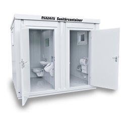 FLADAFI® Sanitärcontainer Typ 23 Außenwände und Innenwände kunstoffbeschichtet RAL 9002