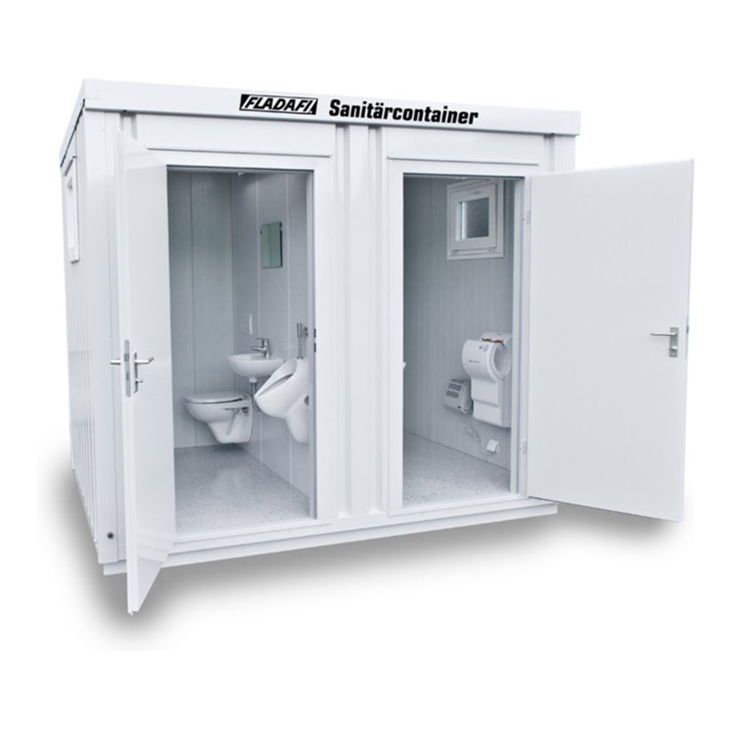 FLADAFI® Sanitärcontainer Typ 23 Außenwände und Innenwände kunstoffbeschichtet RAL 9002