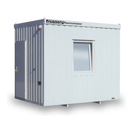 FLADAFI® Raummodul 3 m mit Außenwandlackierung in lichtgrau (RAL 7035), 1x Kunststofffenster