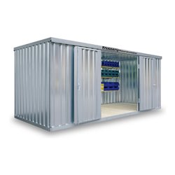 FLADAFI® Materialcontainer MC 1500 Verzinkt, montiert mit Holzfußboden