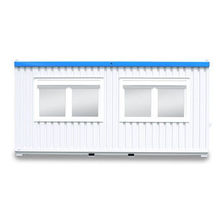 FLADAFI® Raummodul 6 m mit Außenwandlackierung in lichtgrau (RAL 7035), 1x Fenster