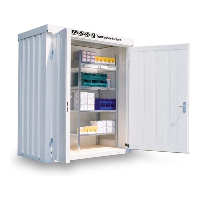 FLADAFI® Materialcontainer IC 1100 isoliert, mit Holzfußboden lackiert in RAL-Farbton