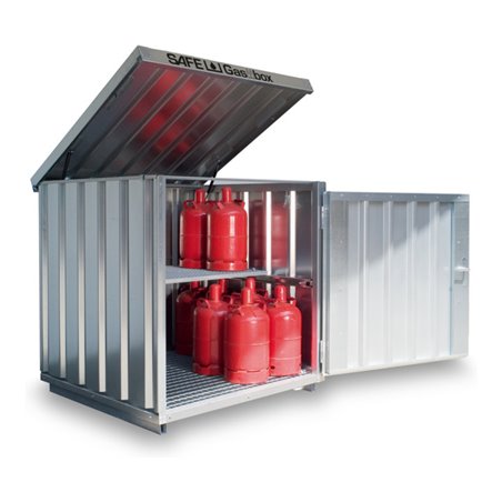 Säbu SAFE Gasflaschenbox GB 2 Verzinkt, montiert mit Gitterrostboden