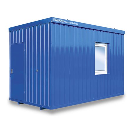 FLADAFI® Raummodul 4 m mit Außenwandlackierung in lichtgrau (RAL 7035), 3x Kunststofffenster