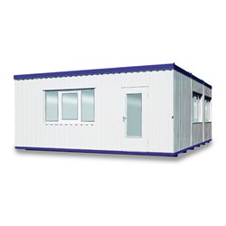 FLADAFI® Raumcontainer-Kombination mit Außenwandlackierung in lichtgrau (RAL 7035), 2x Fenster groß