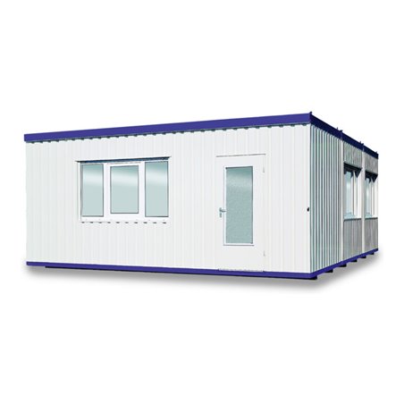 FLADAFI® Raumcontainer-Kombination mit Außenwandlackierung in lichtgrau (RAL 7035), 2x Fenster groß