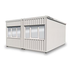 FLADAFI® Raumcontainer-Kombination mit Außenwandlackierung in lichtgrau (RAL 7035)