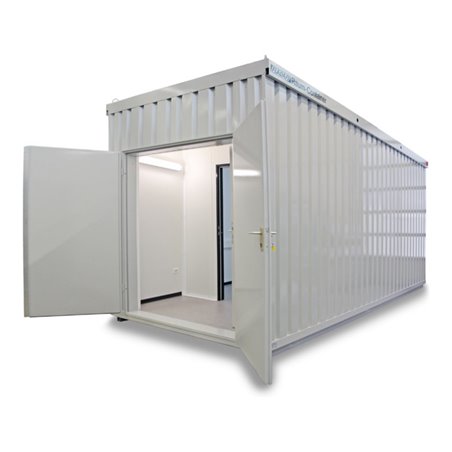 FLADAFI® Raumcontainer-Kombination mit Außenwandlackierung in lichtgrau (RAL 7035), 1x Fenster