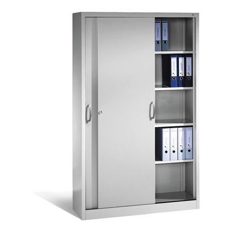 C+P Aktenschrank Acurado mit Schiebetüren 5 Ordnerhöhen Weißaluminium