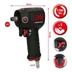 KS Tools 1/2' miniMONSTER Xtremelight Hochleistungs-Druckluft-Schlagschrauber 1.390 Nm